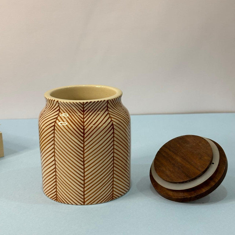 Brown Lines Pattern Air-tight Jar