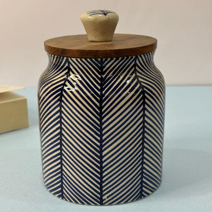 Blue Lines Pattern Air-tight Jar