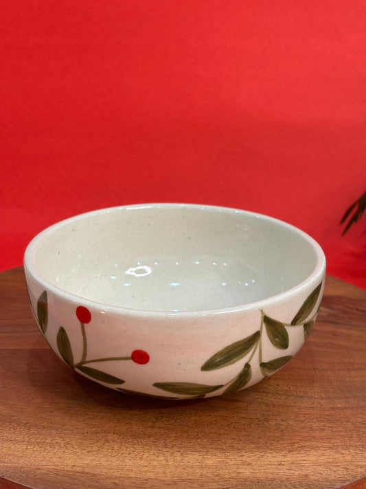 Red Cherry Hand-painted Snack Bowl