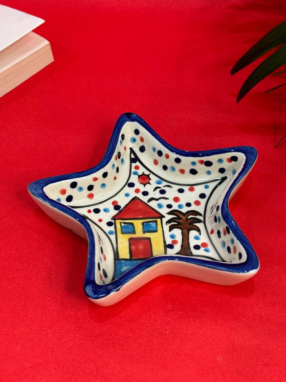 Hut Print Hand-painted Kids Star Snack Platter