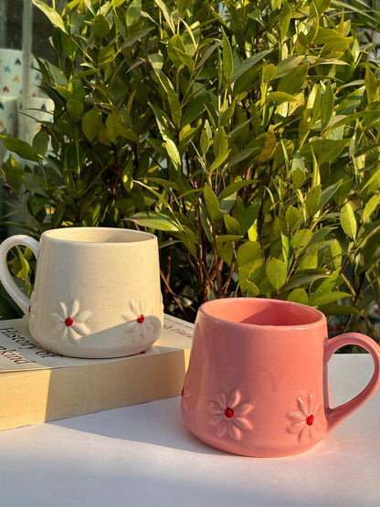 Pink & White Lilly Flower Pinterest Coffee Mugs Combo (Set of 2)