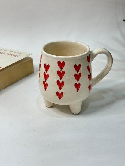 Red Heart Multi-heart Leg Coffee Mug