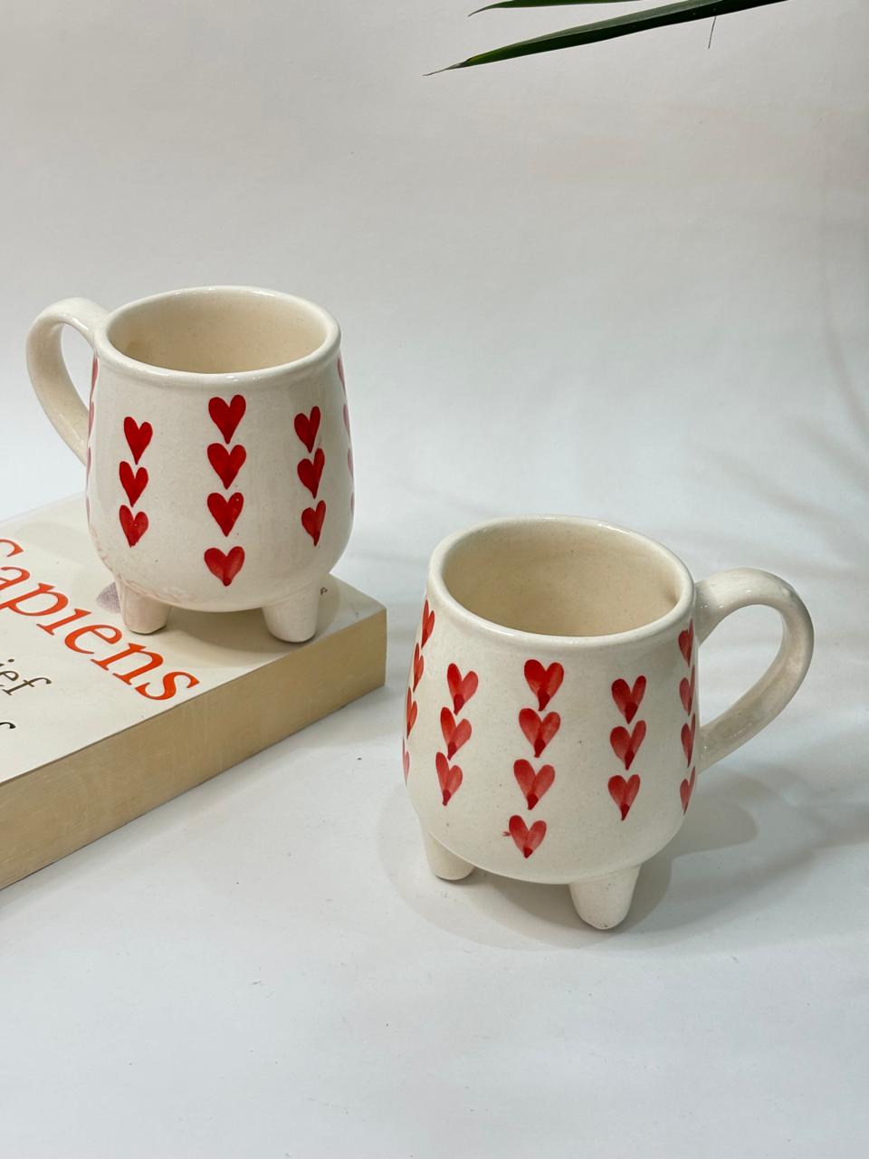 Red Heart Multi-heart Leg Coffee Mug