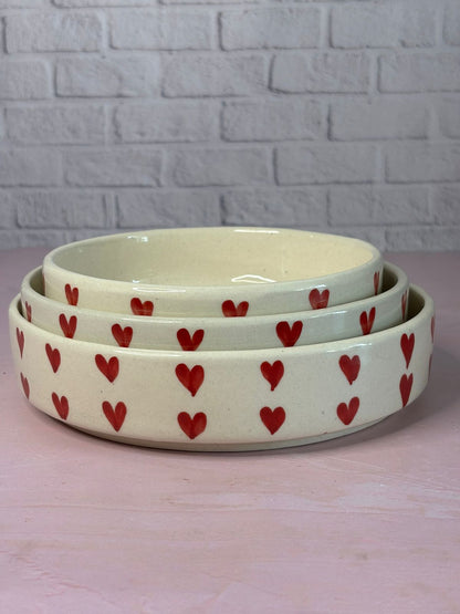 Red Heart Serving/Salad Bowl Set (Set of 3)