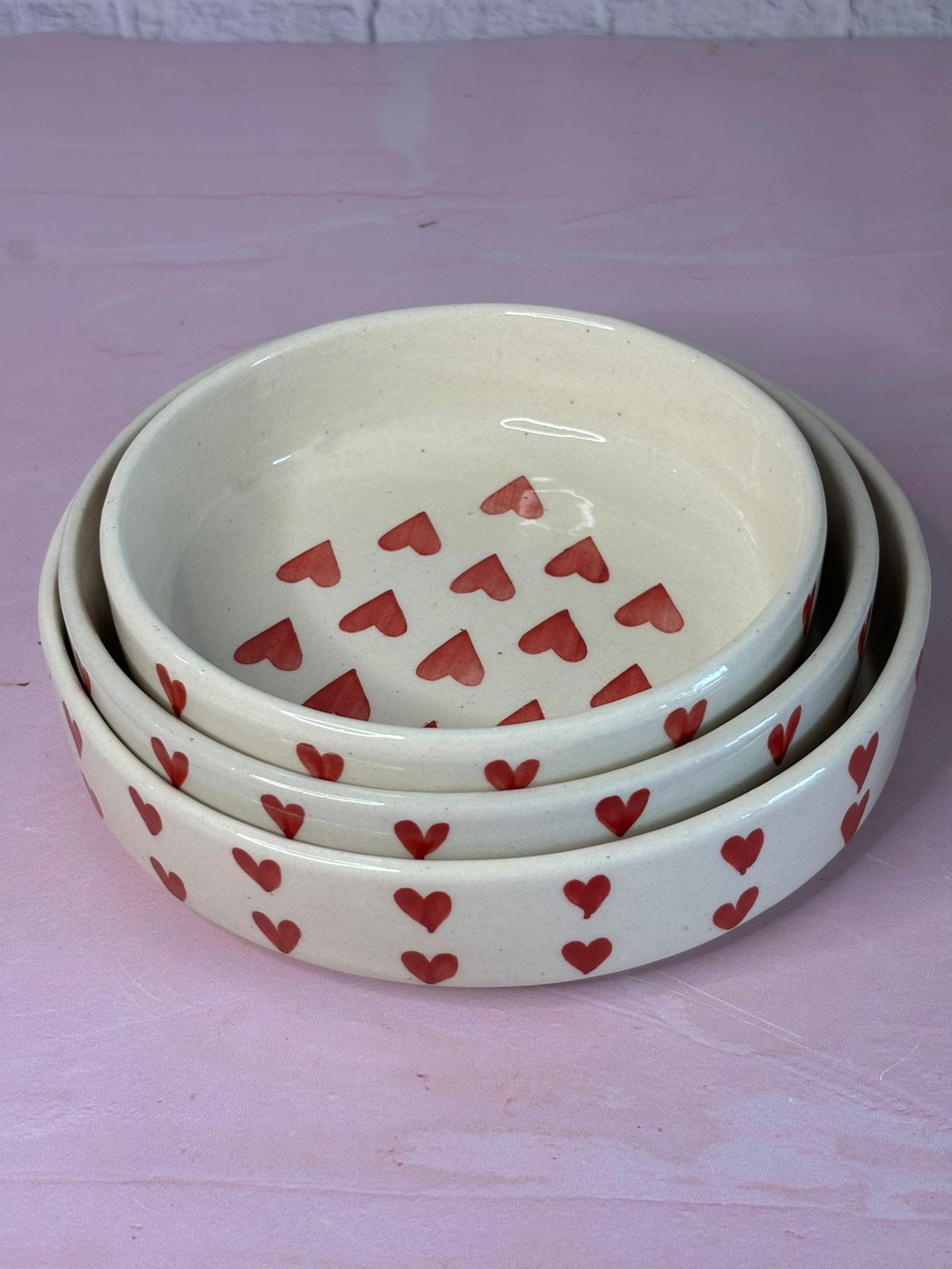 Red Heart Serving/Salad Bowl Set (Set of 3)