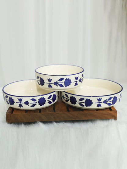 Blue Floral Serving Bowl Set (Set of 3)