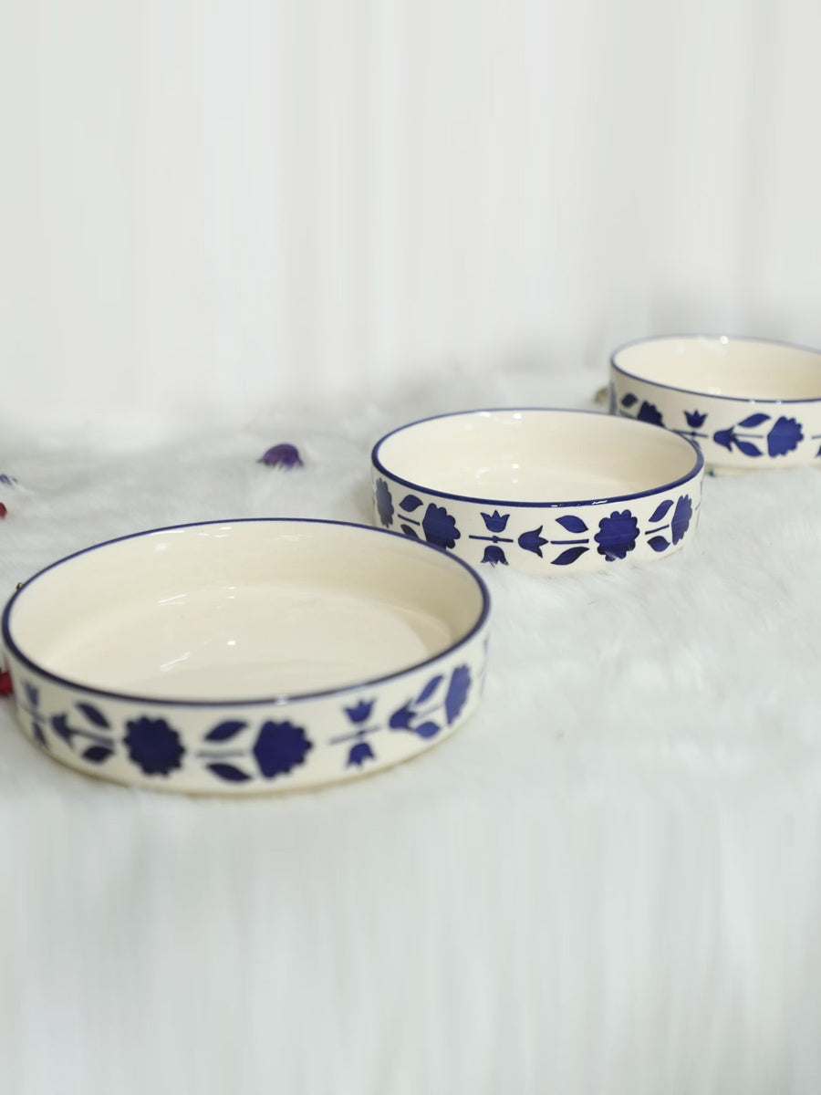 Blue Floral Serving Bowl Set (Set of 3)