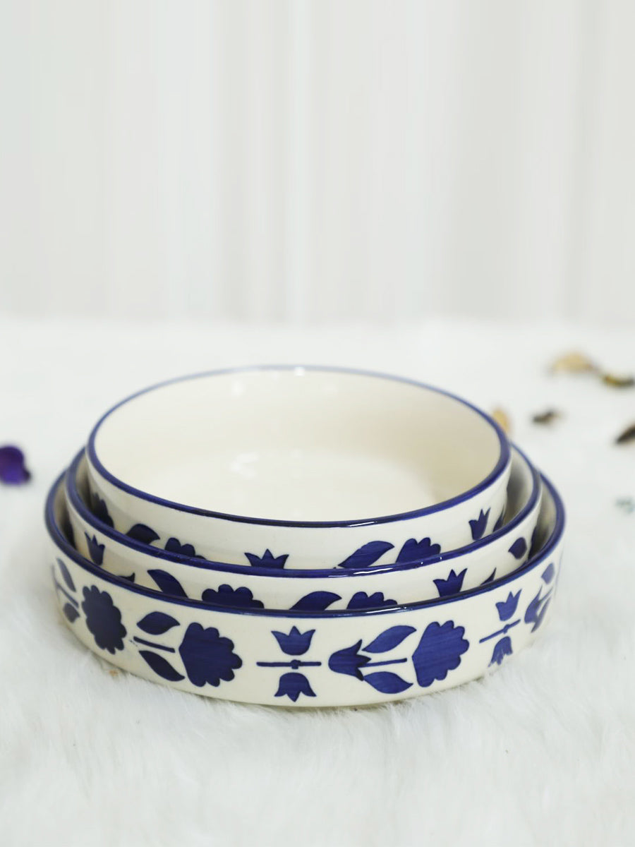 Blue Floral Serving Bowl Set (Set of 3)