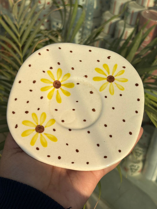 Yellow Floral Snack Plate