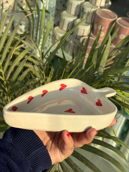 Red Heart Leaf Snack Plate