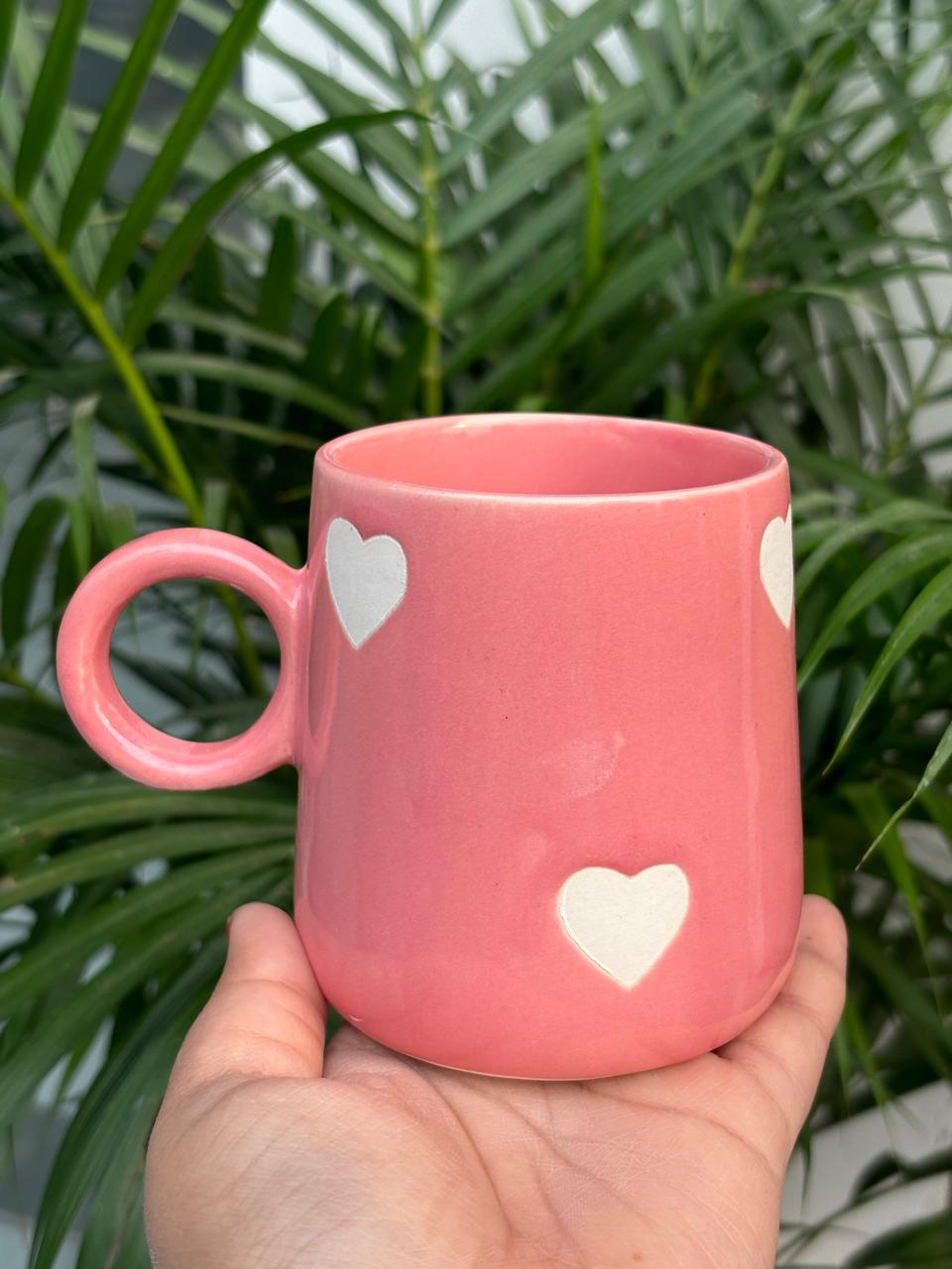 Small Pink Heart Narrow Coffee Mug