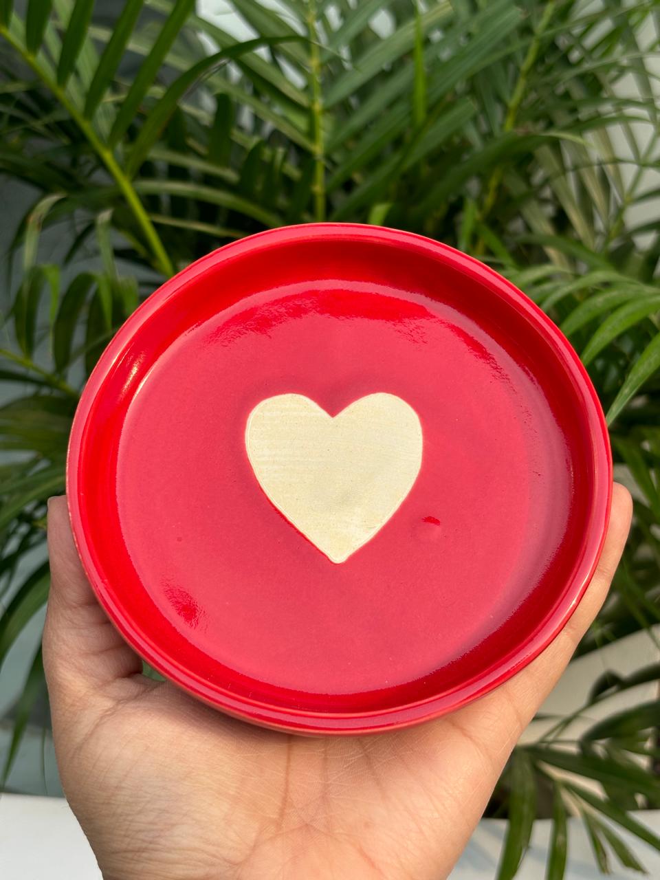 Pinterest Red Heart Coffee Mug with Saucer Combo (Set of 2)