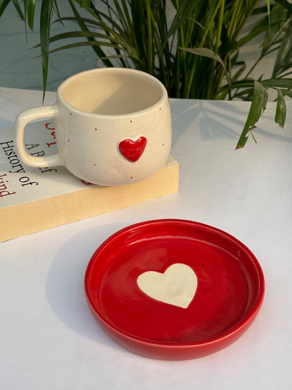 Pure Love Coffee Mug with Saucer Combo (Set of 2)