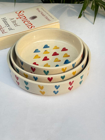 Multi-color Hearts Serving/Salad Bowl Set (Set of 3)