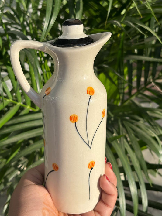 Yellow Floral Hand-painted Oil-Dispenser