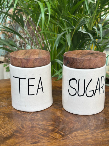 Tea & Sugar Airtight Jar Combo Set (Set of 2) Round