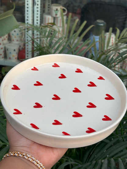 Red Heart Round Platter