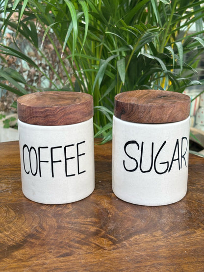 Coffee & Sugar Airtight Jar Combo Set (Set of 2) Round