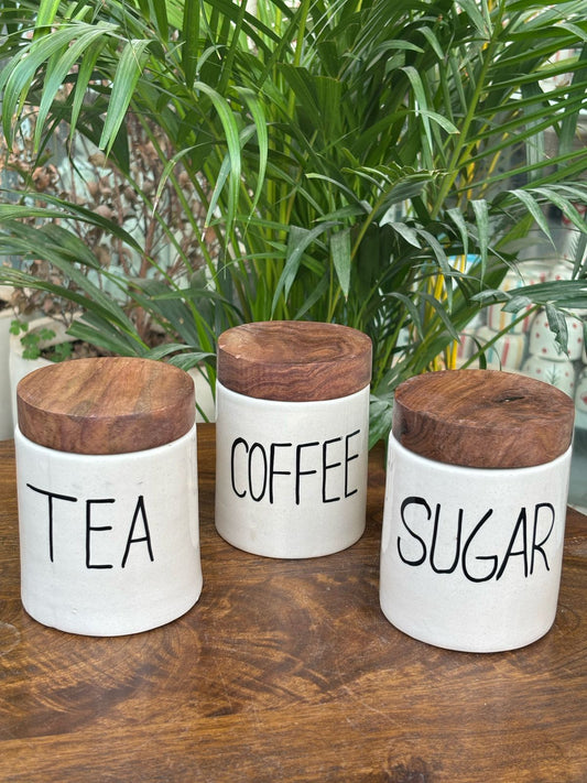 Tea, Coffee & Sugar Airtight Jar Combo Set (Set of 3)-Round