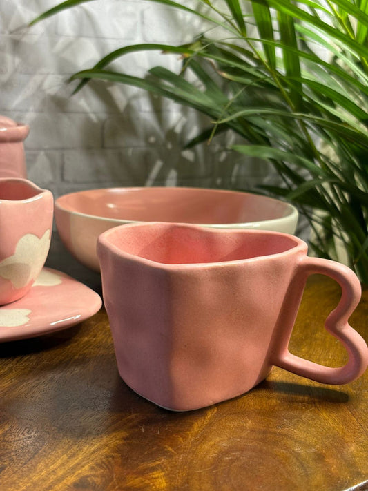 Pink Heart Shape Coffee Mug