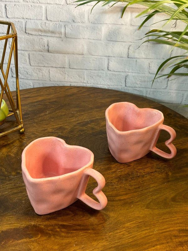 Pink Heart Shape Coffee Mug